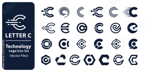Letter C Technology Logo and Brand Identity Icon Set