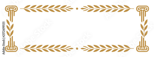 Gold Ancient Greek Column and Laurel Wreath Certificate Frame