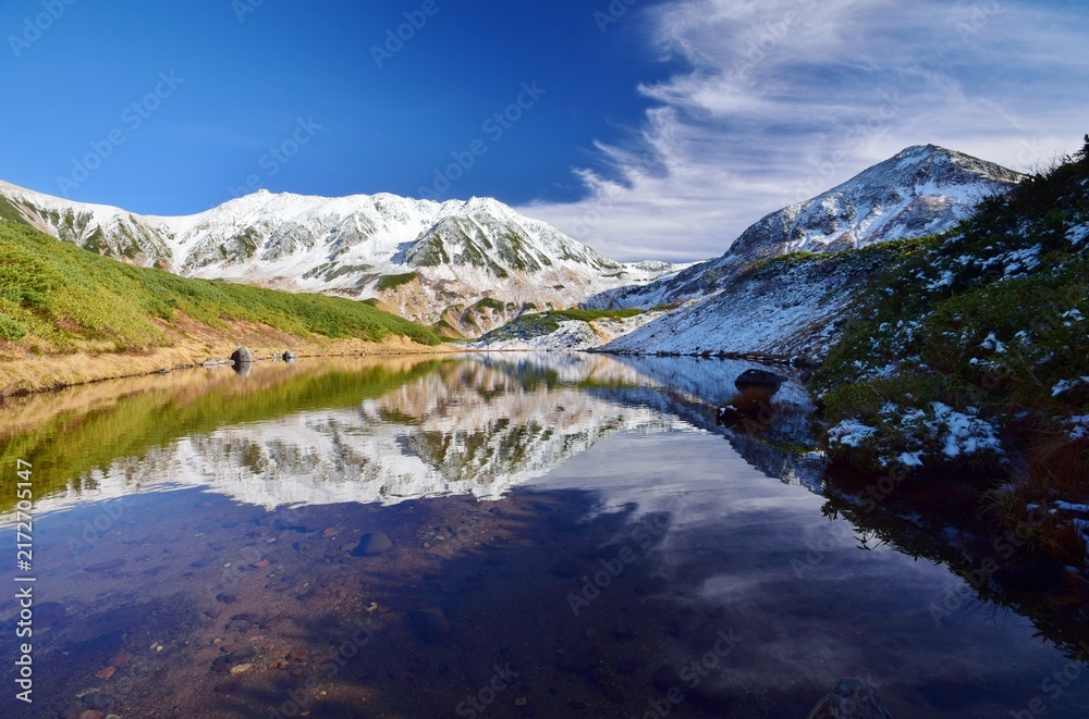 Fototapeta premium ミドリガ池に映る立山連峰
