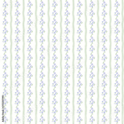 Purple floral seamless pattern background with vertical small flower stripes vector illustration for baby shower, pastel fabric design, wrapping paper, wallpaper, textile and greeting cards