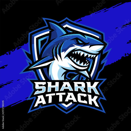 Shark attack gaming esport logo illustration