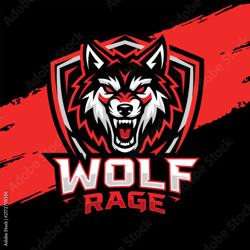 wolf rage gaming esport logo illustration