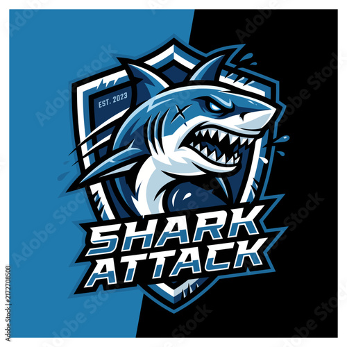 Shark attack gaming esport logo illustration