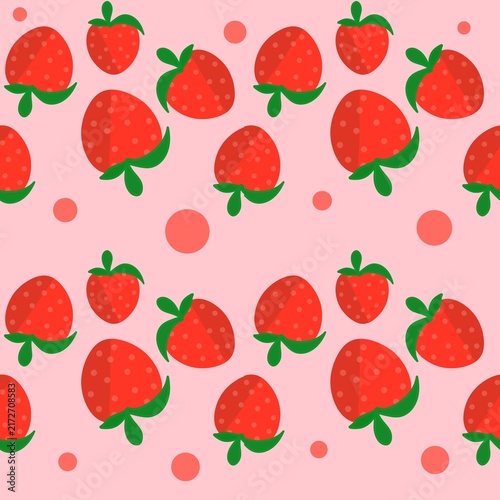 Seamless Strawberry Pattern with Hand Drawn Fruit Illustrations