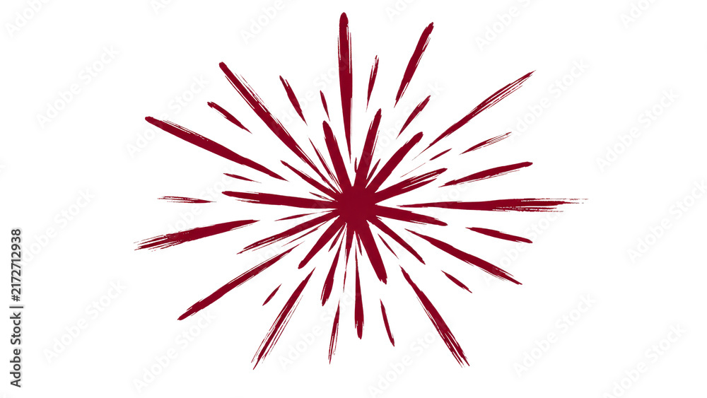 Obraz premium Sunburst Red Hand Drawn Brush Stroke Illustration