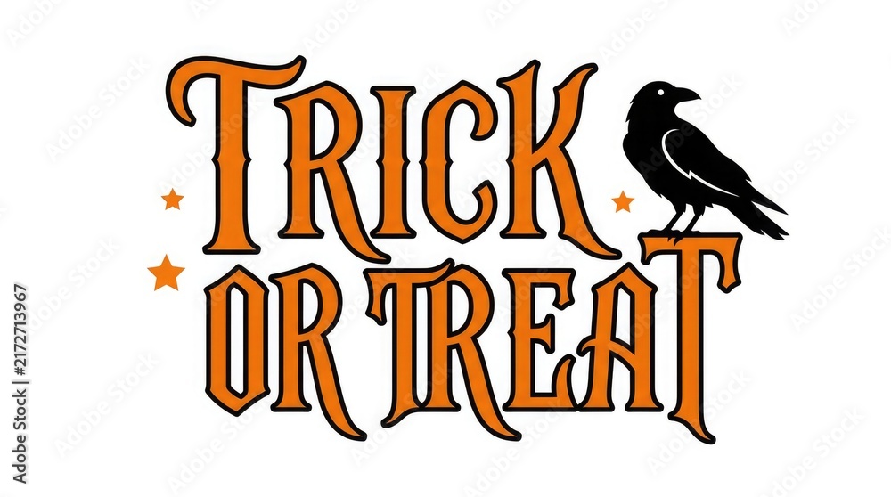 Obraz premium Trick or treat halloween vector illustration with crow