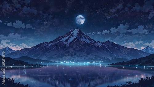 Moonlit Mountain Landscape 4K Desktop Wallpaper