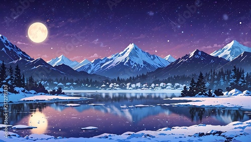 Moonlit Mountain Landscape 4K Desktop Wallpaper