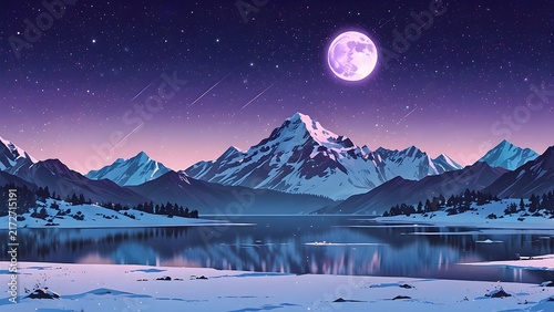 Moonlit Mountain Landscape 4K Desktop Wallpaper