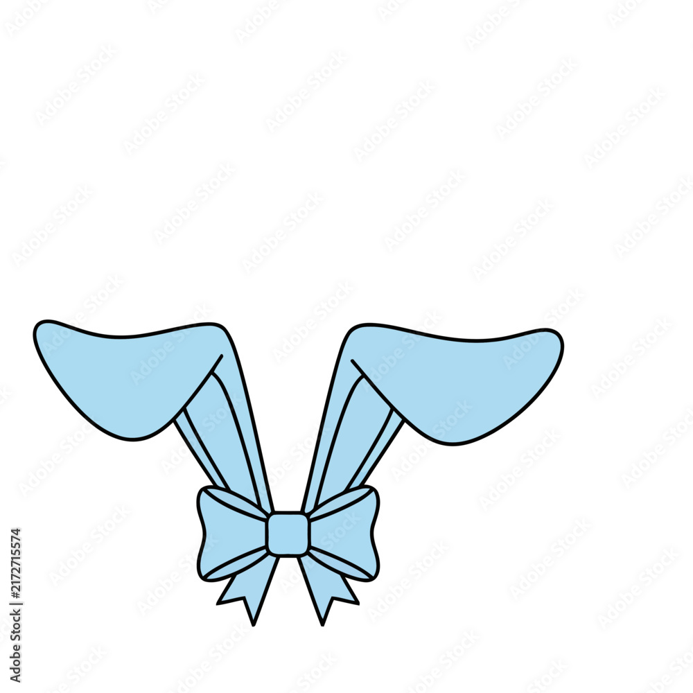 Fototapeta premium Blue bunny ears with bow