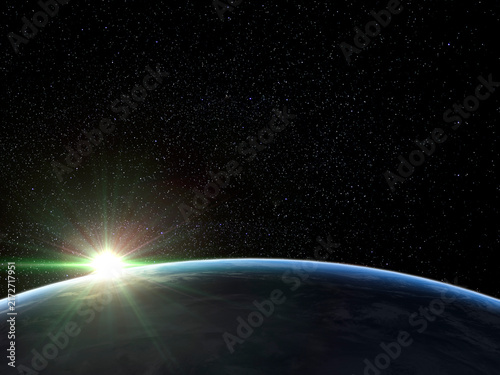 宇宙から見た地球と太陽