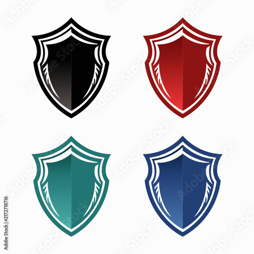 Sharp Heraldic Shield Crest Icons Set in Color Variations