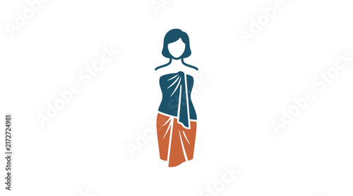 Stylized Woman in Traditional Textile Isolated