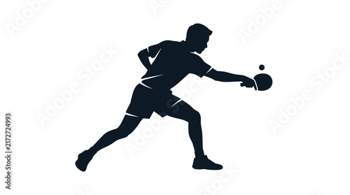 Table Tennis Player Silhouette Swinging Racket