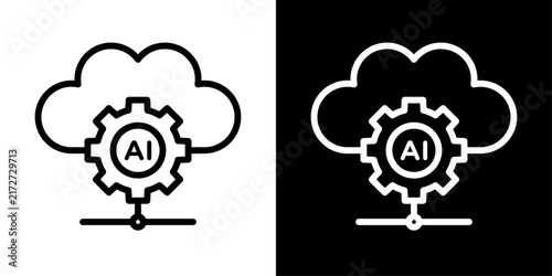 Фотография AI orchestration icon showing cloud, gear, and network nodes, representing automated management of artificial intelligence workflows and systems