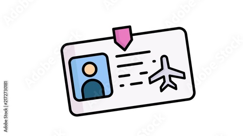 ID card icon animation. icon animation related to travel. suitable for user interface, provide visual feedback and more. alpha channel. transparent background