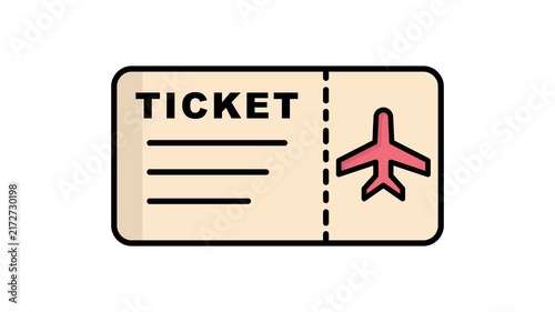 Ticket icon animation. icon animation related to travel. suitable for user interface, provide visual feedback and more. alpha channel. transparent background