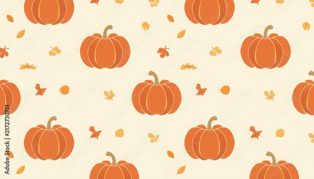 Seamless autumn pattern background with cute orange pumpkins and falling leaves pumpkin pattern seamless design harvest season halloween pattern thanksgiving vector graphic resource background