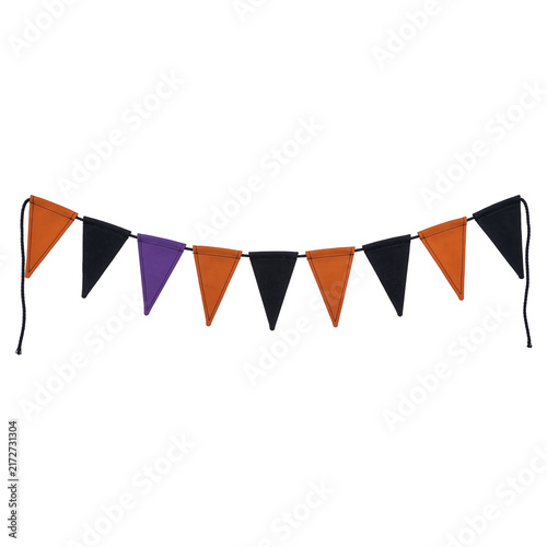 Fotografie Colorful triangular party bunting flags on string.