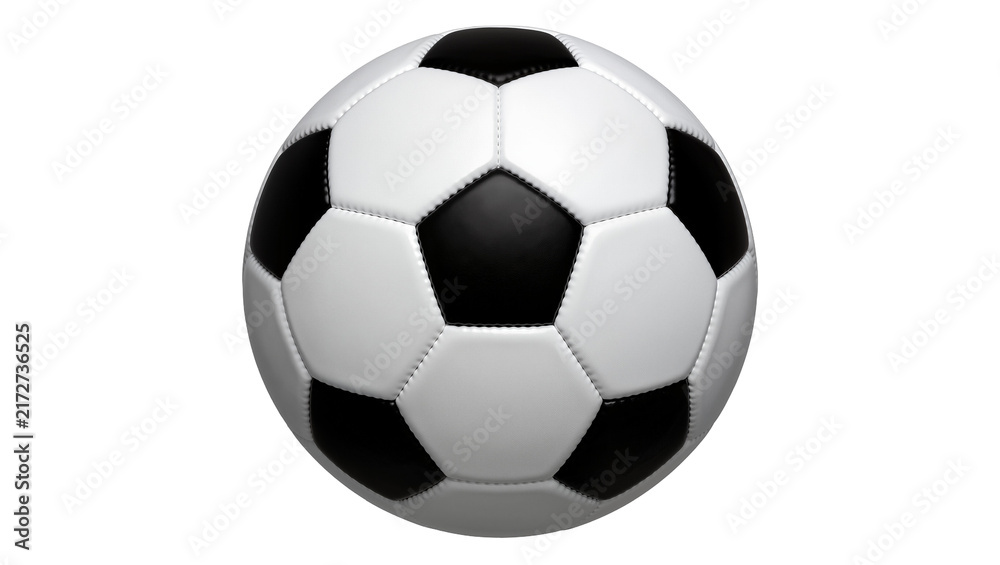 Fototapeta premium Classic black and white soccer ball, isolated on transparent background