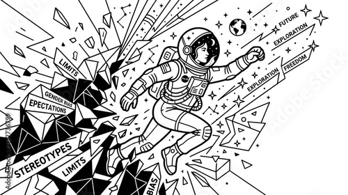 Astronaut Breaking Through Barriers Towards Future Exploration
