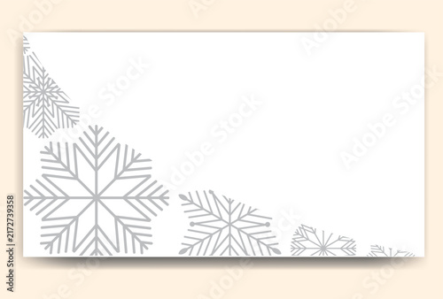 Elegant Christmas background with silver snowflakes, festive winter holiday  Corner Border