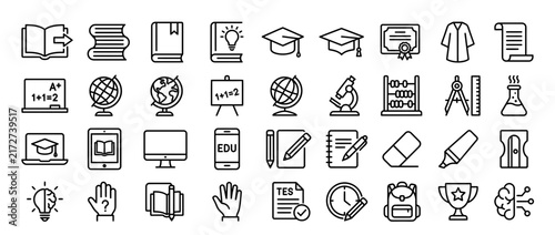 Education and Learning Icon Set Isolated Transparent Background