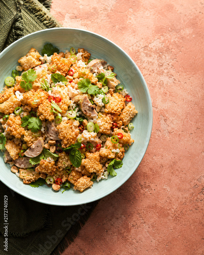 Lao Nam Khao Crispy Coconut Rice Salad with Herbs and Lime