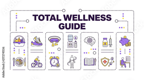 Comprehensive total wellness health and lifestyle infographic vector illustration showcasing essential daily habits for holistic physical and mental well-being