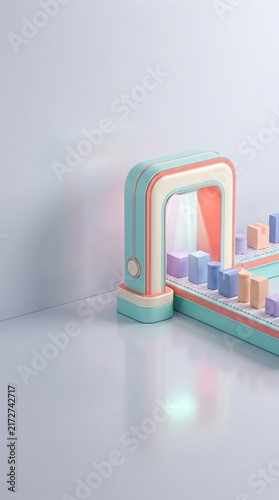 Colorful arcade game machine with neon lights and vibrant design