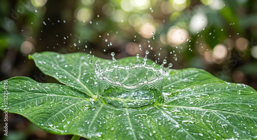 Background image of water droplets on a leaf.