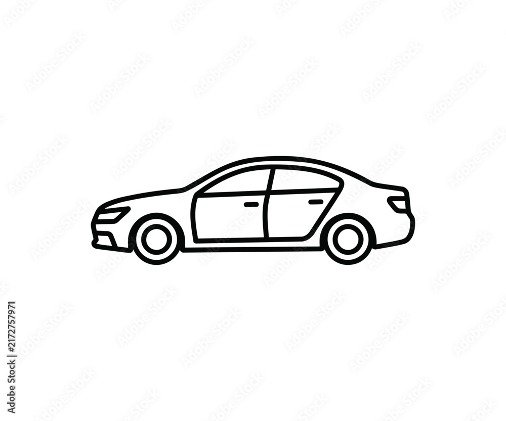 Fototapeta premium Modern Luxury Sedan Car Side View Vehicle Vector Icon