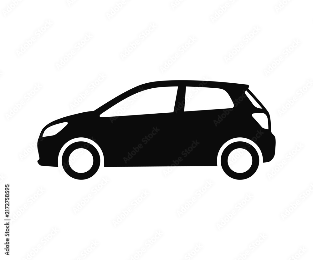 Naklejka premium Compact Hatchback Car Side View Urban Vehicle Vector Icon