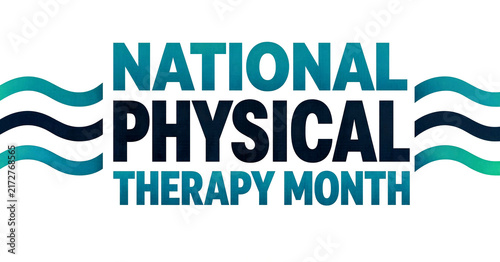 Celebrate national physical therapy month with modern typography design and wave elements