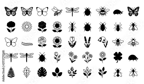 black silhouettes of butterflies