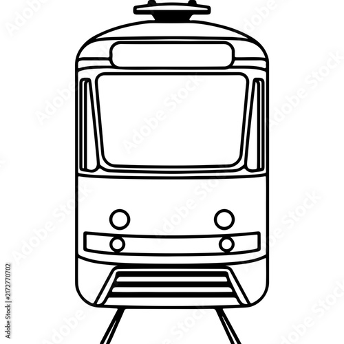 Front view of vintage tram illustration