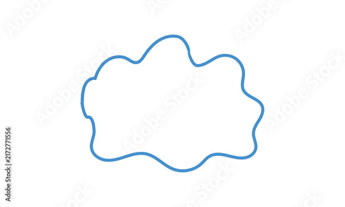 Hand drawn cloud shape doodle, simple blue outline of a fluffy cloud