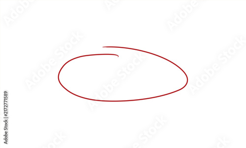 Hand drawn red circle, brush stroke oval shape