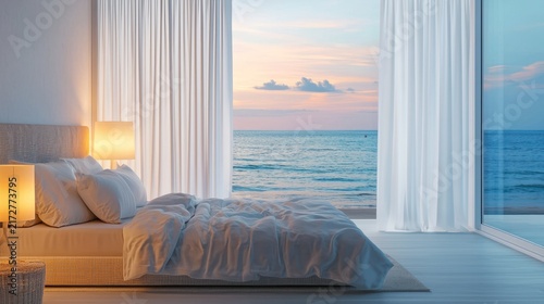 Ocean view bedroom sunset