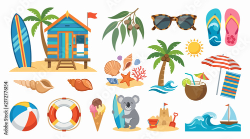 Colorful Summer Vector Illustration Pack for Vacation and Leisure Designs