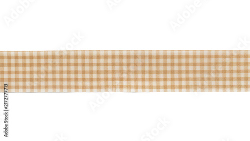 Obraz na płótnie Brown and white gingham fabric ribbon, isolated on transparent background