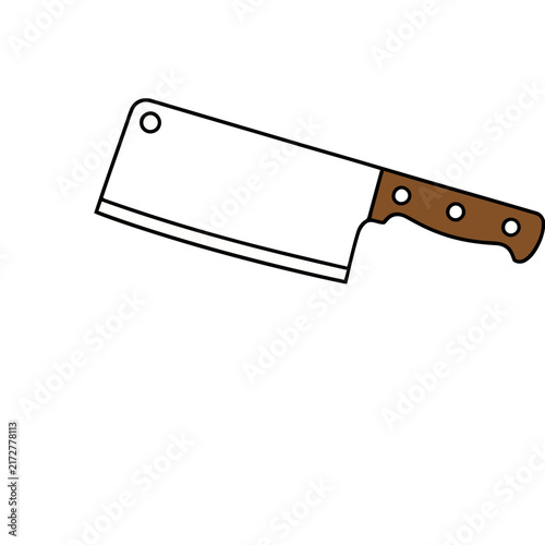 Bild auf Leinwand Cleaver knife with brown handle