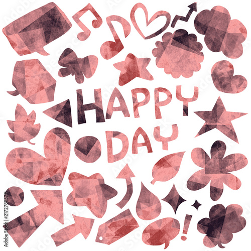 カラフルな手描きモチーフとHAPPY DAYのデザイン素材