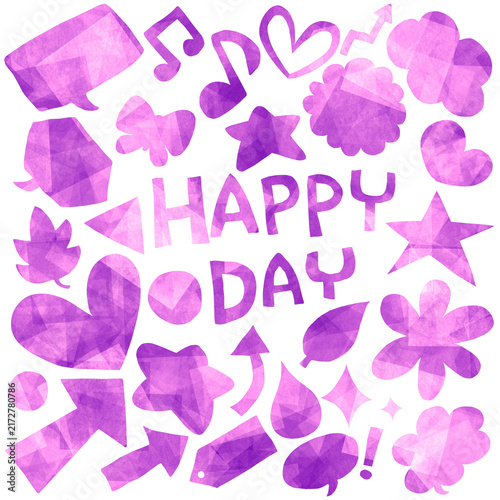 カラフルな手描きモチーフとHAPPY DAYのデザイン素材
