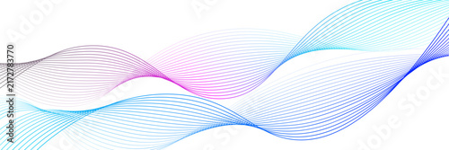 Abstract Colorful Wavy Lines Background on Isolated White Backdrop