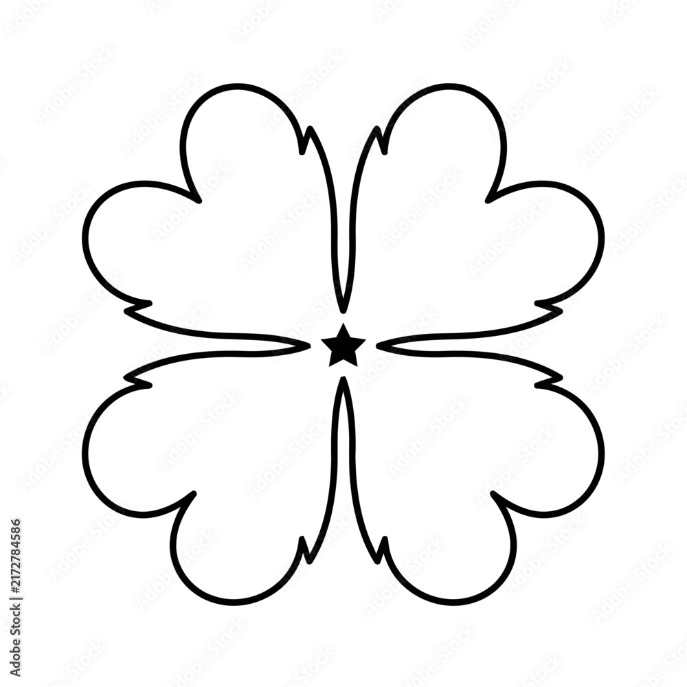 Fototapeta premium Four Heart Shapes Forming a Flower with a Star