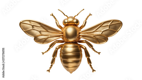 Foto Polished golden bee sculpture with intricate details, isolated on transparent ba