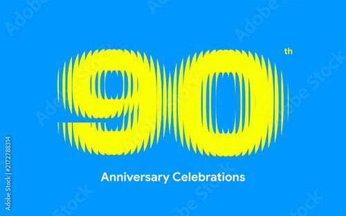 Logo design for the 90th anniversary with a ribbed glass visual effect for the celebration event. Emblem with the number 90.