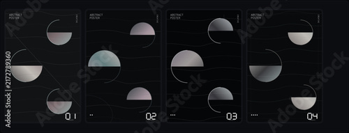 Bild auf Leinwand Phases of the moon cycle in sequence from new moon to full moon against black ba