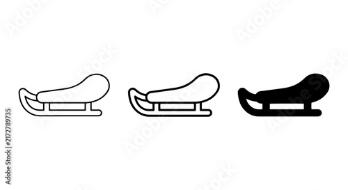 Konstfotografi Winter Sled Icons, Snow Toboggan Graphics, Classic Sleigh Vector Set